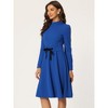 Allegra K Women's Elegant Work Sheath Mock Neck Flare Long Sleeve Knit Midi Dress - 3 of 4