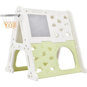 5-in-1 Toddler Climber Basketball Hoop Set Climber Playset with Building Block Baseplates Whiteboard Tunnel Xmas Gifts for Boys Girls - 1 of 4