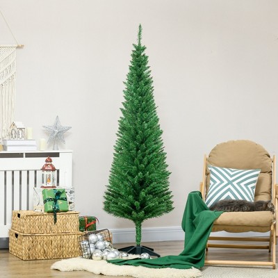 Whisen 6FT Artificial Pencil Christmas Tree with 390 Realistic Branch Tips and Plastic Stand - Light Green