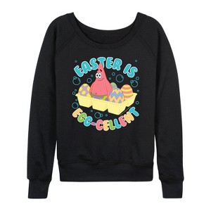 Women's - SpongeBob Squarepants - Easter Is Egg Lightweight French Terry Wide Neck Long Sleeve Shirt - 1 of 4