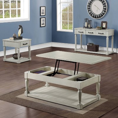 Hemingway Alabaster White Wood End Table with Storage