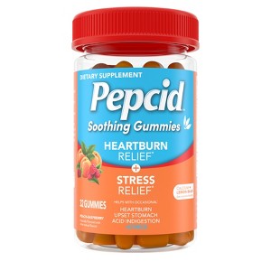 Pepcid Soothing Heartburn Relief + Stress Relief Gummies - Peach Raspberry - 32ct - 1 of 4