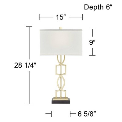 Gold Geometric Table Lamps with White Shades, Set of 2