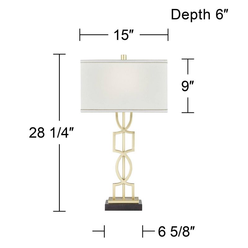 360 Lighting Modern Table Lamps 28 1/4" Tall Set of 2 Gold Metal White Rectangular Shade for Living Room Bedroom House Bedside, 4 of 10