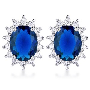 Slickblue Petite Royal Oval Earrings – Rhodium Plated, Silvertone Finish, 6 Color Options - 1 of 3