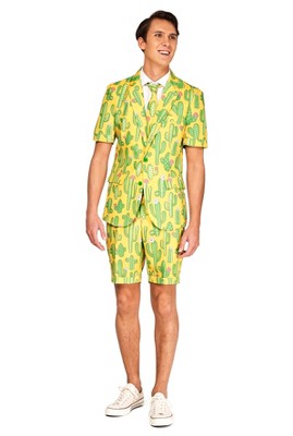 Suitmeister Men's Summer Suit - Summer Cactus Print Outfit Slim Fit ...