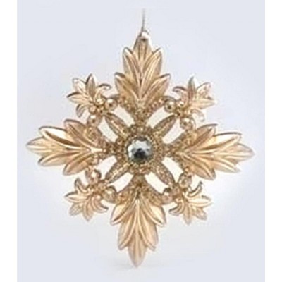 Roman 5" Gold Fleur-De-Lis Glittered Snowflake Christmas Ornament