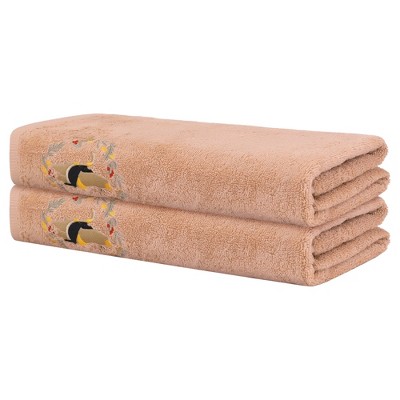 Unique Bargains 100% Cotton Highly Absorbent Quick Dry Bath Towels 2 Pack