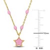 EVERLY JEWELRY | 14K Yellow Gold Pink Enamel Star Station Necklace - 18 inch - 4 of 4