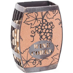 Vintiquewise Vintage Decorative Metal Barrel Shaped Tabletop Countertop Wine Cork Holder - 1 of 4