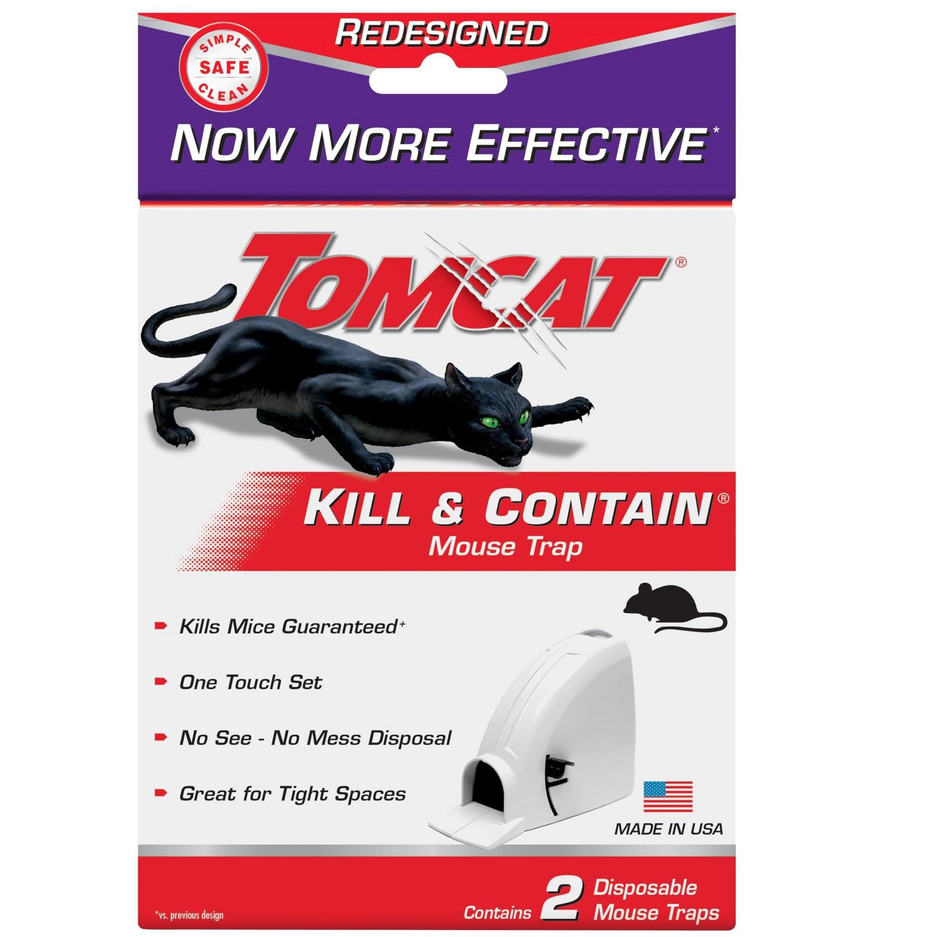 Tomcat Kill & Contain Mouse Trap, Never See a Dead Rodent Again, 2 Traps