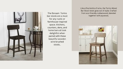 Torino Carbonite Finish Wood Counter Height Barstool