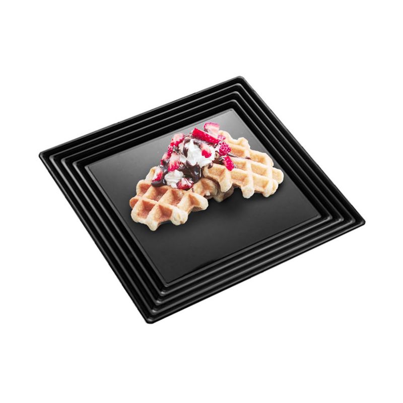 Smarty Had A Party 12" x 12" Black Square with Groove Rim Plastic Serving Trays (24 Trays), 2 of 5