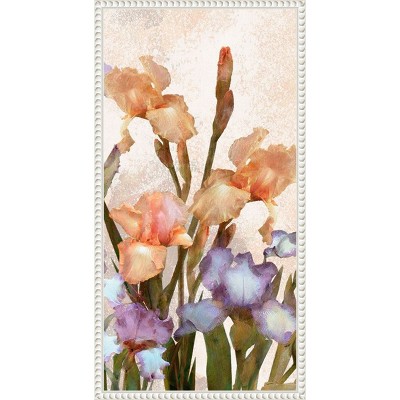 Amanti Art Irises Panel IV by Alonzo Saunders Canvas Wall Art Print Framed 14 x 27
