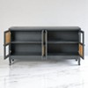 Retro Sideboard Buffet Cabinet with 4 Rattan & Glass Doors, 60" Accent Large Storage Cabinet with Adjustable Shelves, Wood Console Table for Entryway - 4 of 4