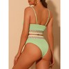 Elerevyo Women's High Waisted Ribbed Adjustable Spaghetti Straps Push Up Swimsuit Bathing Suits 2 Pcs - 3 of 4