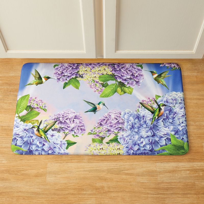 Collections Etc Hummingbirds and Hydrangeas Anti-Fatigue Kitchen Mat 18X30, 2 of 4