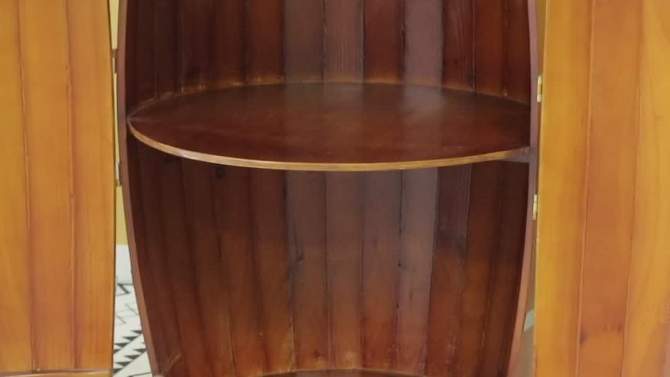 Vintiquewise Wine Barrel Round Table Wine Storage Cabinet, 2 of 11, play video