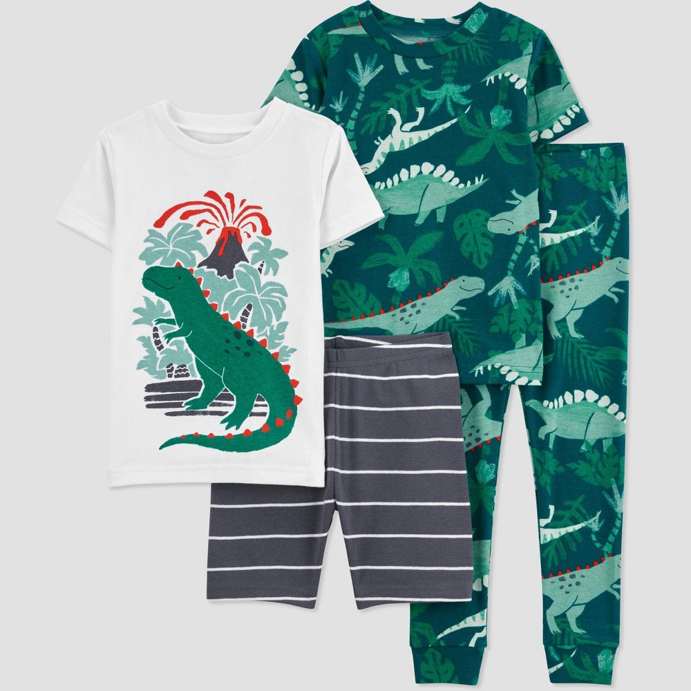 Photos - Other Textiles Carter's Just One You® Toddler Boys' 4pc Dinos Pajama Set - White/Green 12