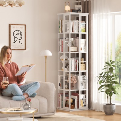Aheaplus Rotating Bookshelf, Frerstanding Corner Bookcase