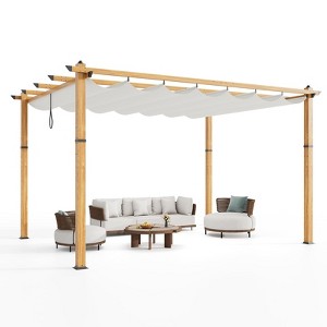 GOCAPTAIN Patio Pergola - Metal Outdoor Sun Shade Canopy with Retractable Roof for Garden Porch Backyard - 1 of 4