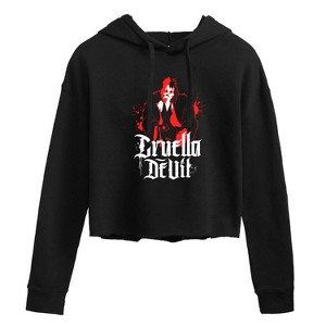 Women's - Disney Villains - Cruella Devil Spatter Cropped Graphic Hoodie - 1 of 3