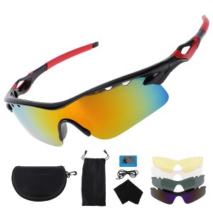 Unique Bargains Motorcycle Riding Goggles PC Tri-acetel for Outdoor Sports Dirt Bike ATV Purple Silver Tone Lens Red Black Frame 1Set - 1 of 4