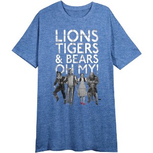 Wizard Of Oz Lions Tigers & Bears Oh My Women's Blue Heather Crew Neck Short Sleeve Night Shirt - 1 of 2