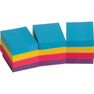 Business Source Adhesive Notes 1-1/2"x2" 100 Sh/PD 12PD/PK Assorted Extreme 16498