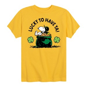 Boys' - Peanuts - Lucky To Have Ya Short Sleeve Graphic T-Shirt - 1 of 4