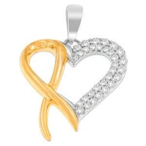Haus of Brilliance Silver Two Toned 1/4 cttw Round Cut Diamond Pendant Necklace - 1 of 4