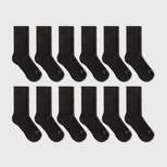 Men's Crew Cushion Athletic Socks 12pk - All In Motion™ Black 6-12