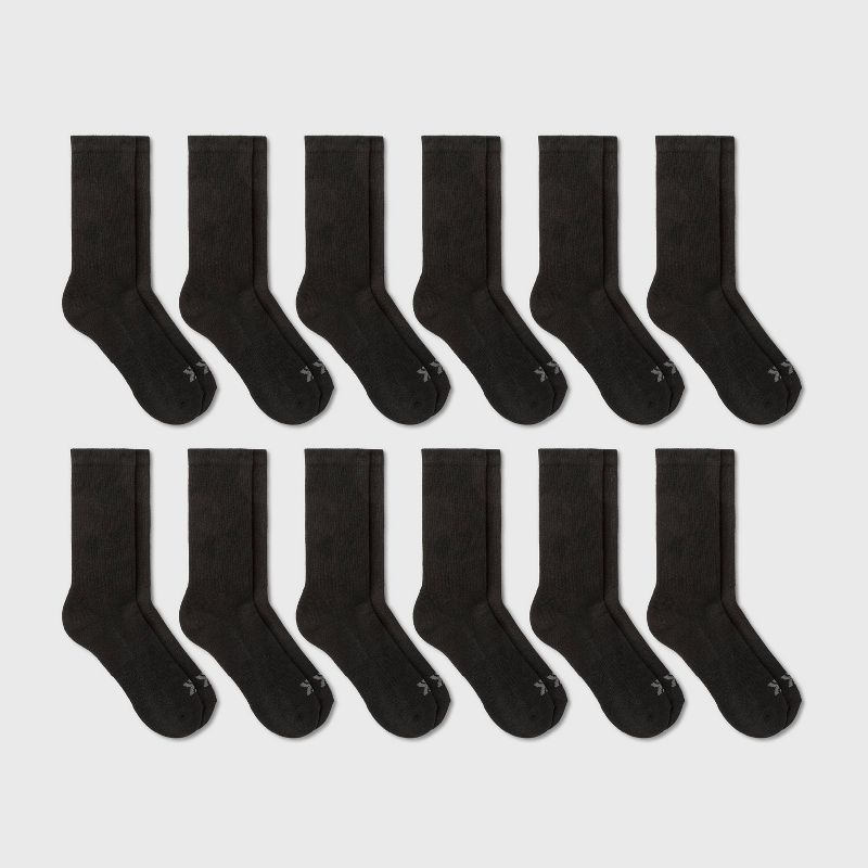 Men&#39;s Crew Cushion Athletic Socks 12pk - All In Motion&#8482; Black 6-12, 1 of 7
