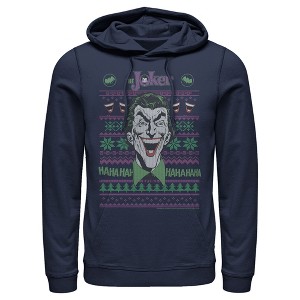 Men's Batman Ugly Christmas Joker Laugh Pull Over Hoodie - 1 of 3