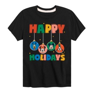 Boys' - Disney - Happy Holidays Ornament Heads Short Sleeve Graphic T-Shirt - 1 of 4