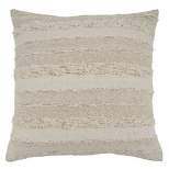 Saro Lifestyle Fringe Stripe Design Throw Pillow With Down Filling, Ivory