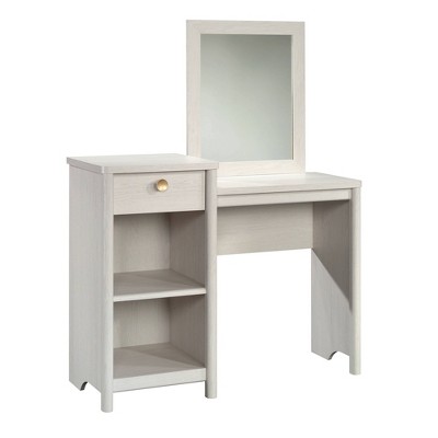 Dover Edge Vanity Silver Sycamore - Sauder: Makeup Dressing Table with Lighted Mirror, Laminated MDF