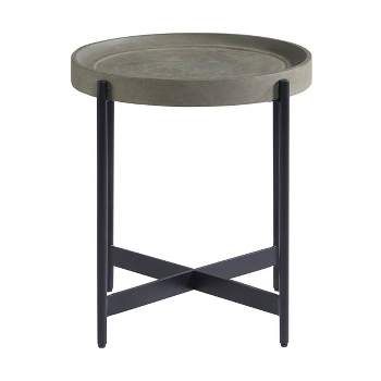 20" Brookline Round Wood with Concrete Coating End Table Concrete Gray - Alaterre Furniture