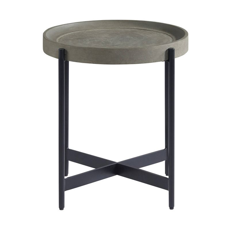 20&#34; Brookline Round Wood with Concrete Coating End Table Concrete Gray - Alaterre Furniture, 1 of 7