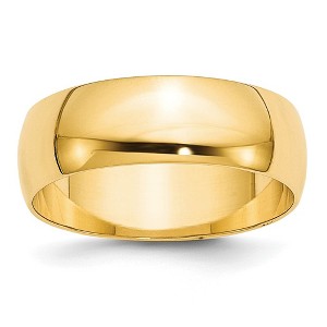 Black Bow Jewelry 7mm or 8mm 10K Yellow Gold Lightweight Half Round Standard Fit Band - 1 of 4