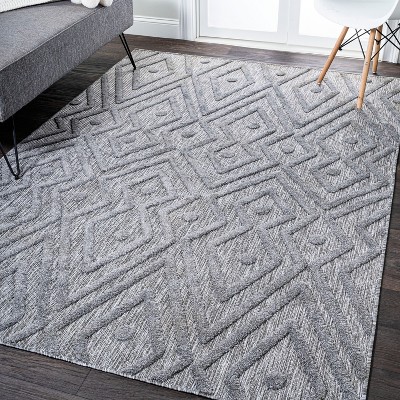 Gray Diamond Synthetic Flat Woven 3x5 Area Rug