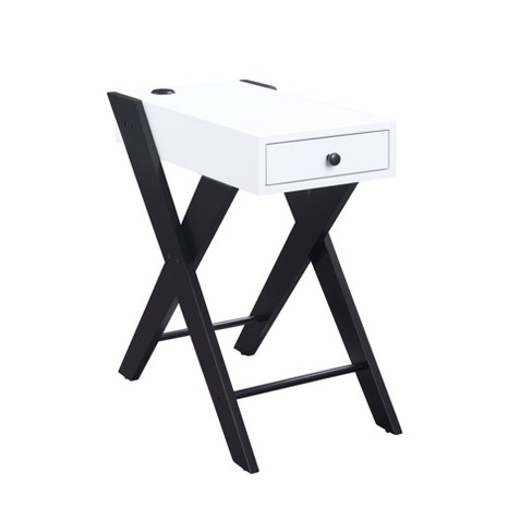 Fierce Side Table with USB Charging Dock White/Black - Acme Furniture