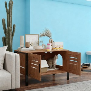 ORRD Cat Litter Box Enclosure Furniture with Tall Legs, Hidden Litter Box Cabinet with Scratching Mat & Vents, Modern Side Table - 1 of 4
