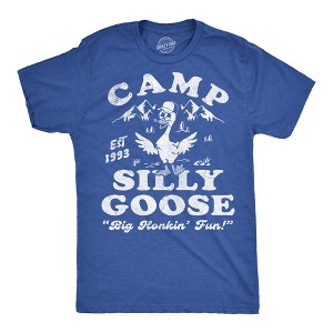 Mens Funny T Shirts Camp Silly Goose Sarcastic Nature Graphic Novelty Tee for Men - Crazy Dog Men's T Shirt For Campers - 1 of 4