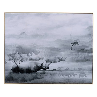 49" x 59" Foggy Waterscape Print with Frame White/Black - A&B Home