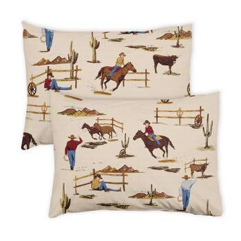 Sweet Jojo Designs Boy Throw Pillow Covers Wild West Cowboy Multicolor 2pc