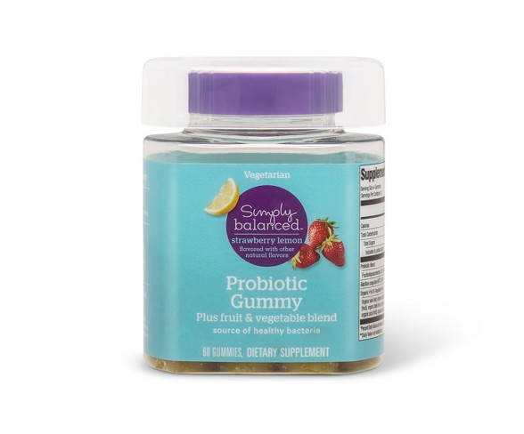Probiotic Dietary Supplement Gummies - Strawberry Lemon - 60ct - Simply Balanced&#153;