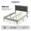 Infans Full Size Bed Frame Upholstered Platform Velvet Headboard Wooden Slats Gray - 2 of 4