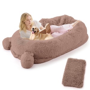 Human Dog Bed for Adult, Large Dog Bed with Blanket, Handle & 2 Storage Pocket, Removable Cover, - 1 of 4