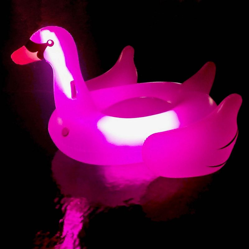 Swimline Giant Inflatable Transparent LED Light-Up Ride-On Swan Float | 90702, 4 of 7
